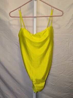 NWT Shade & Shore Neon Yellow Cowl Neck One Piece Swimsuit - Size M (8-10)